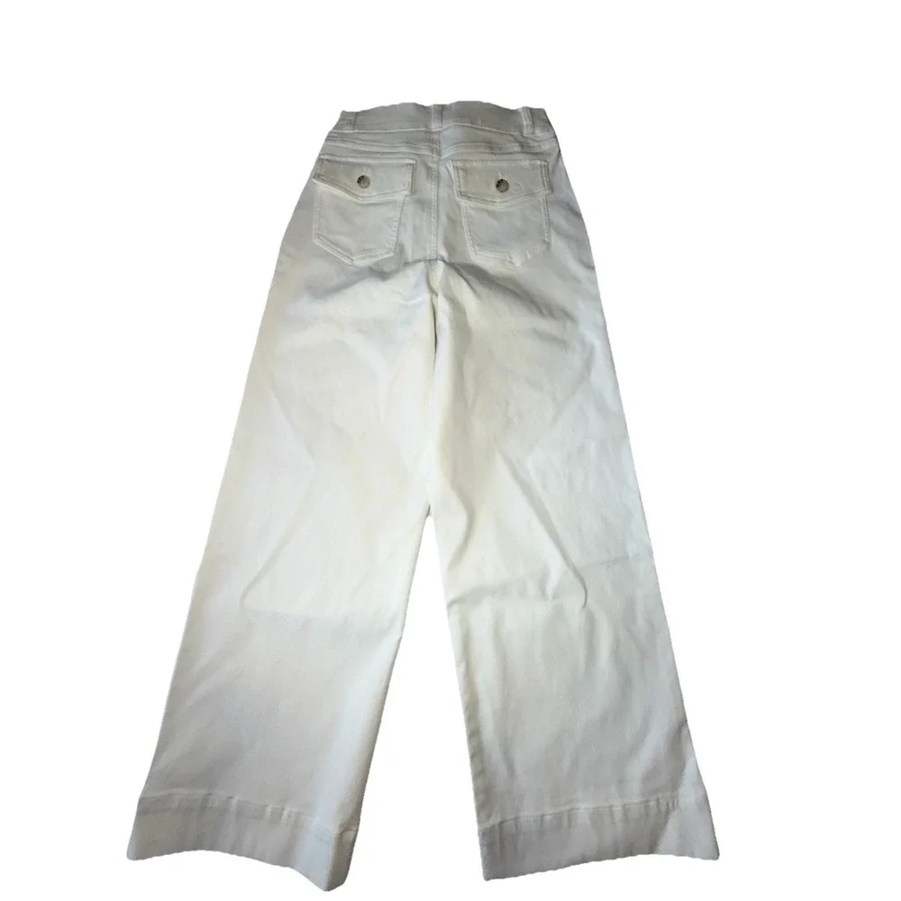 NWT SPANX 20312R Stretch Twill Cropped Wide Leg in Bright White Pants M - Picture 8 of 12